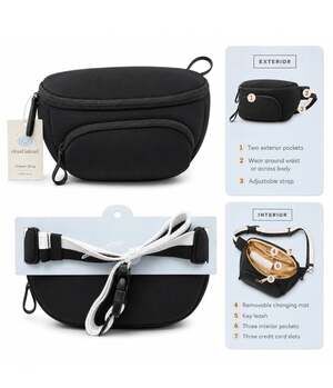 Cloud Island Diaper Sling Crossbody Diaper Bag Black w/ Changing Pad NEW